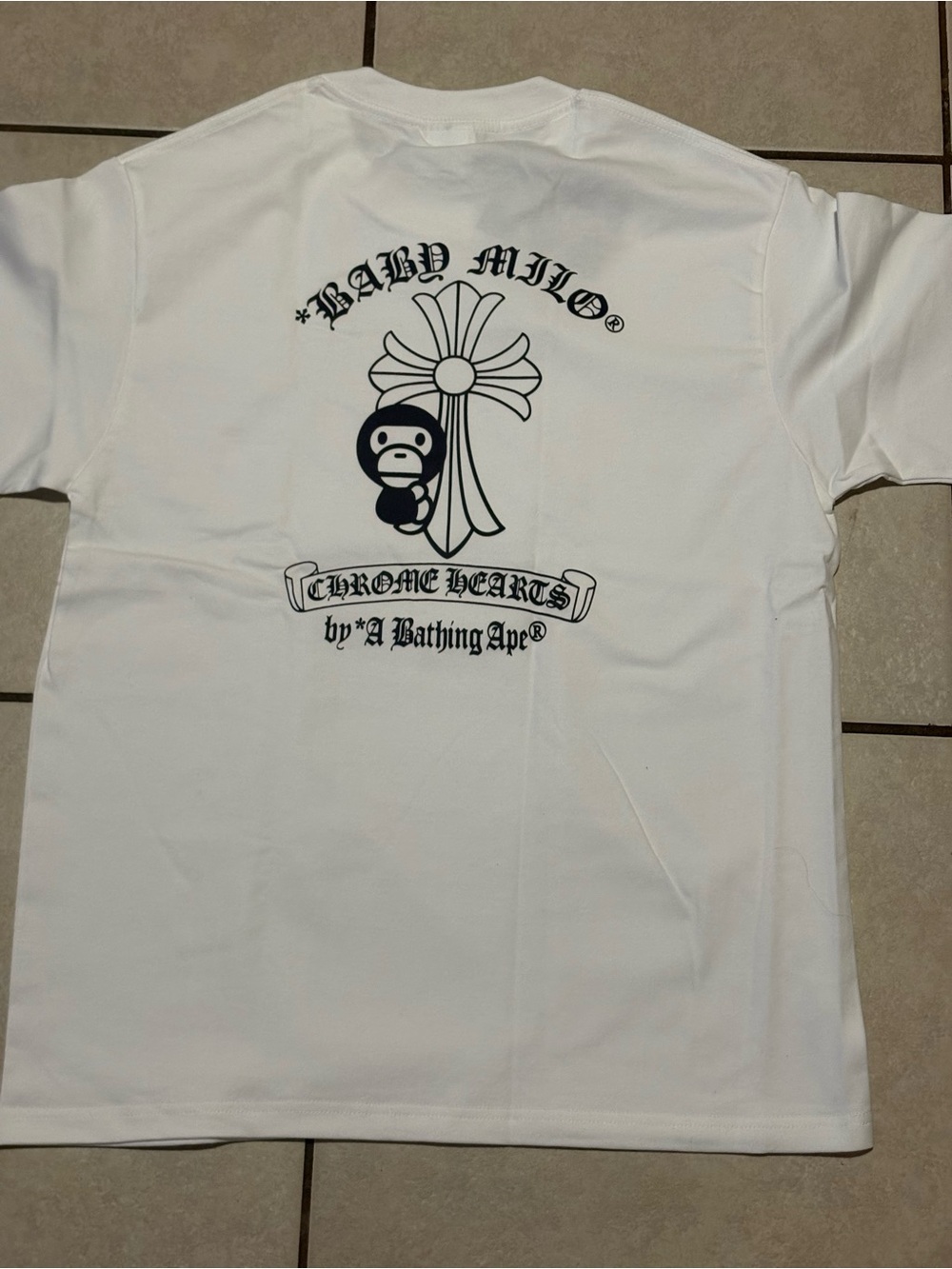 Chrome Hearts White Tee with Black Logo Ape Graphic - Picture 2 of 2